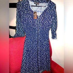 NWT Women’s Navy Dark Blue Button Up Dress LP